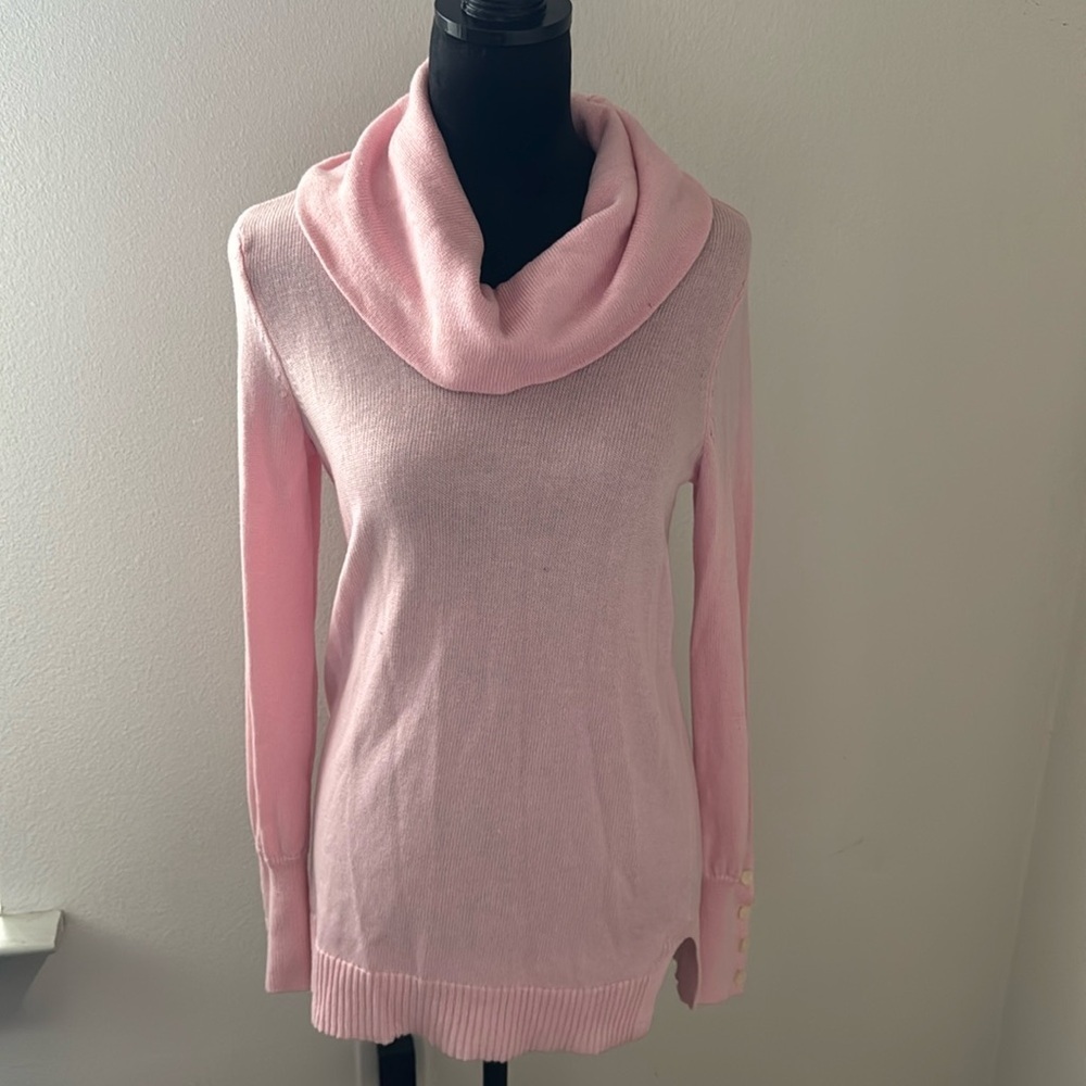 Lauren Ralph Lauren Pink Cowl Neck Sweater Wool Blend Long Sleeves Sz S